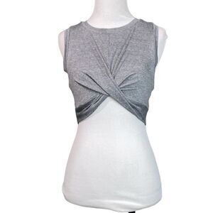 Shein Grey Twisted Front Crop Top